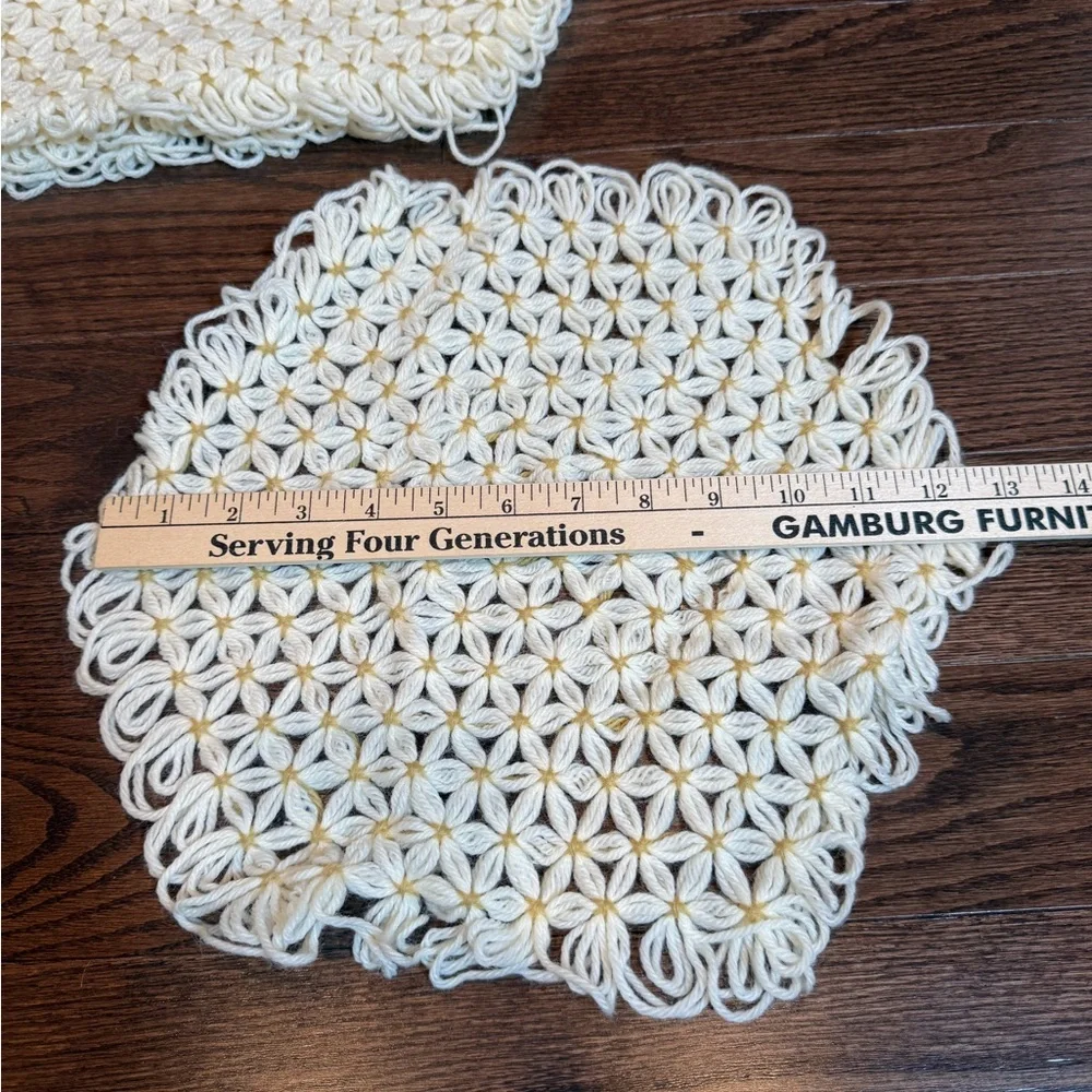Handmade Crochet Doily Set in Cream- 4 pieces